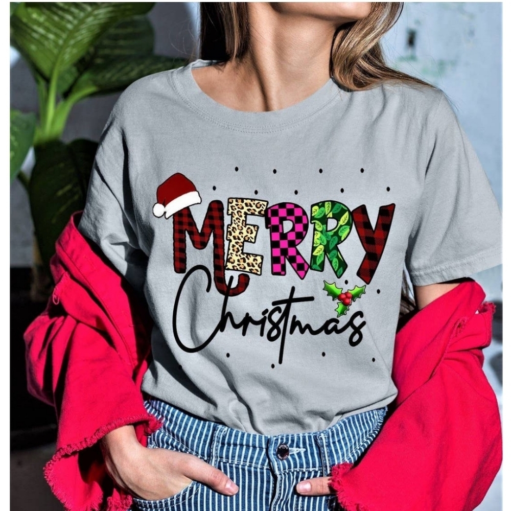 Women's Merry Christmas Grey T-shirt